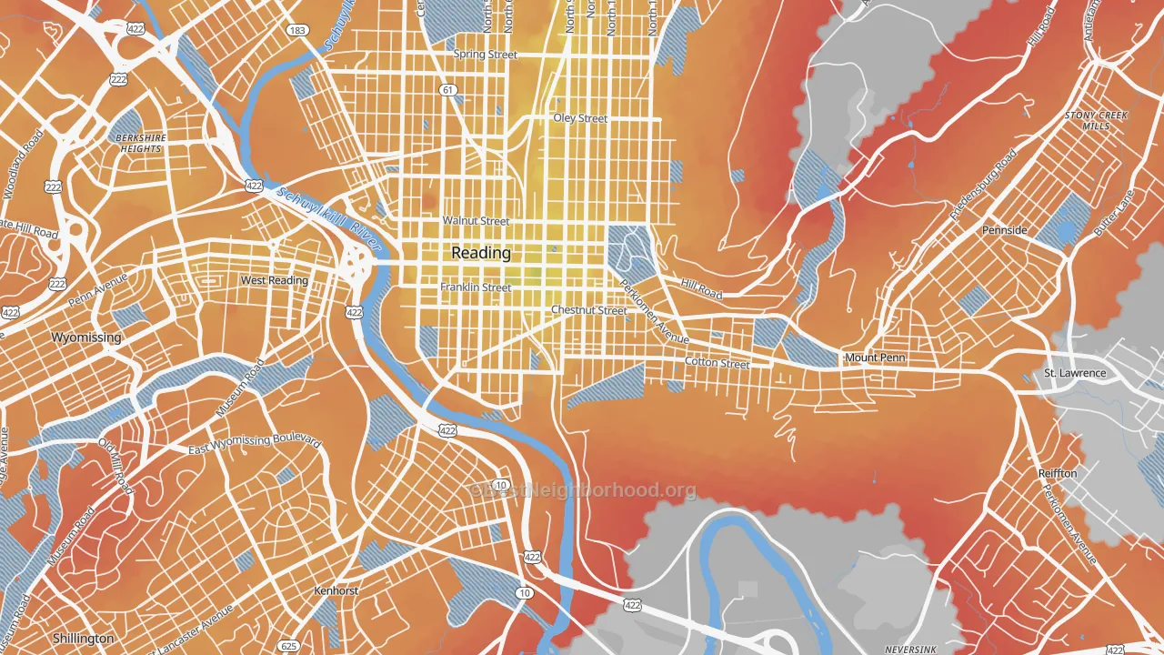 Transit Grade map of 19602, PA
