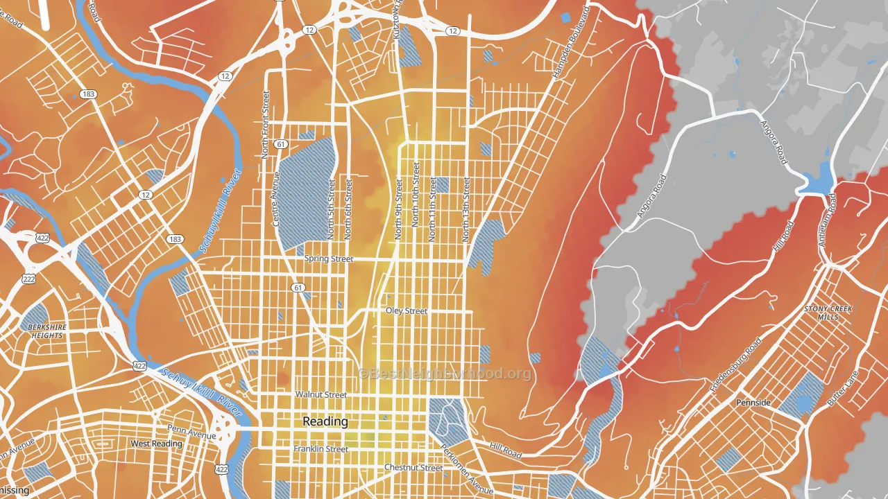Transit Grade map of 19604, PA