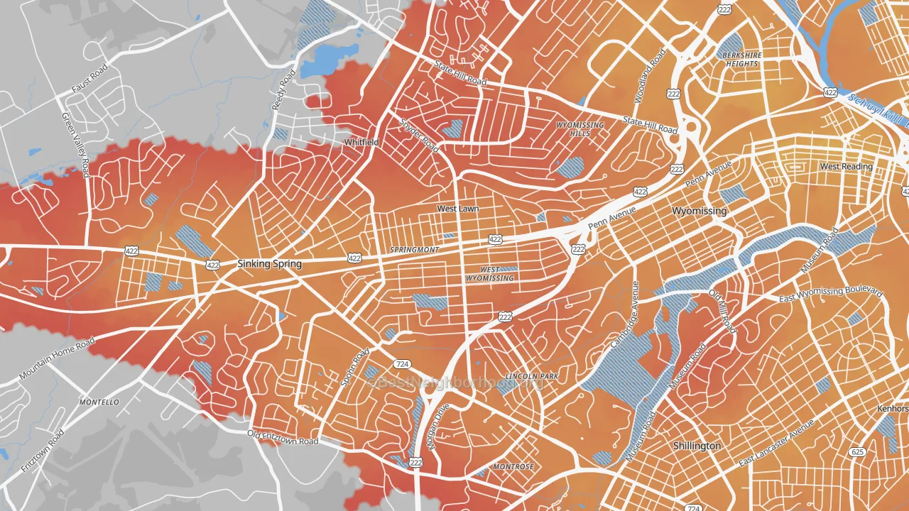 Transit Grade map of 19609, PA