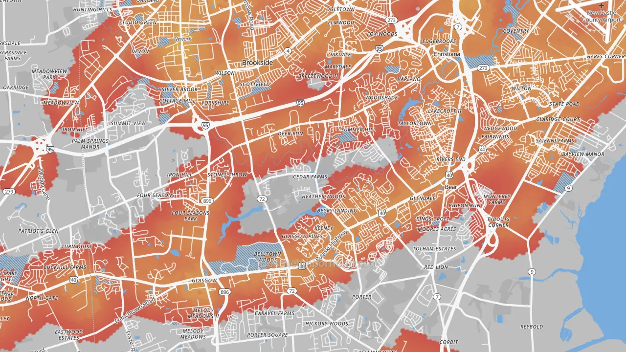 Transit Grade map of 19702, DE