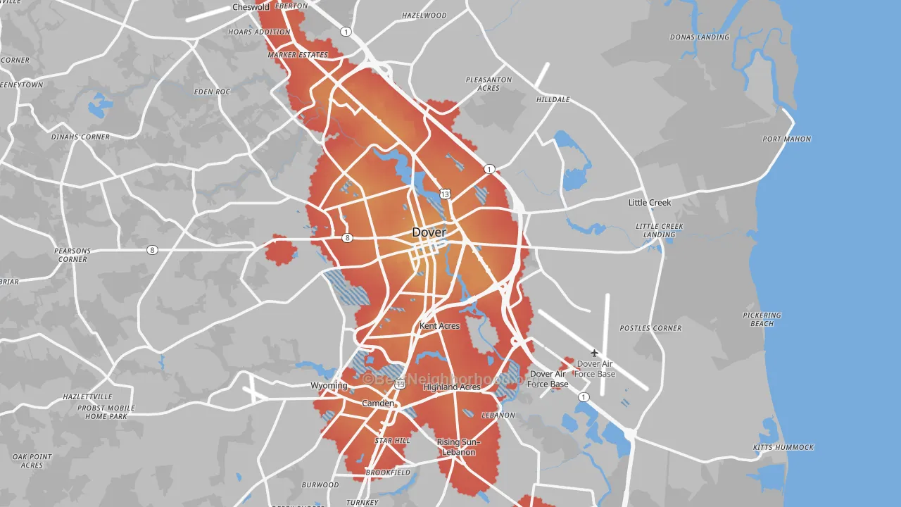 Transit Grade map of 19901, DE
