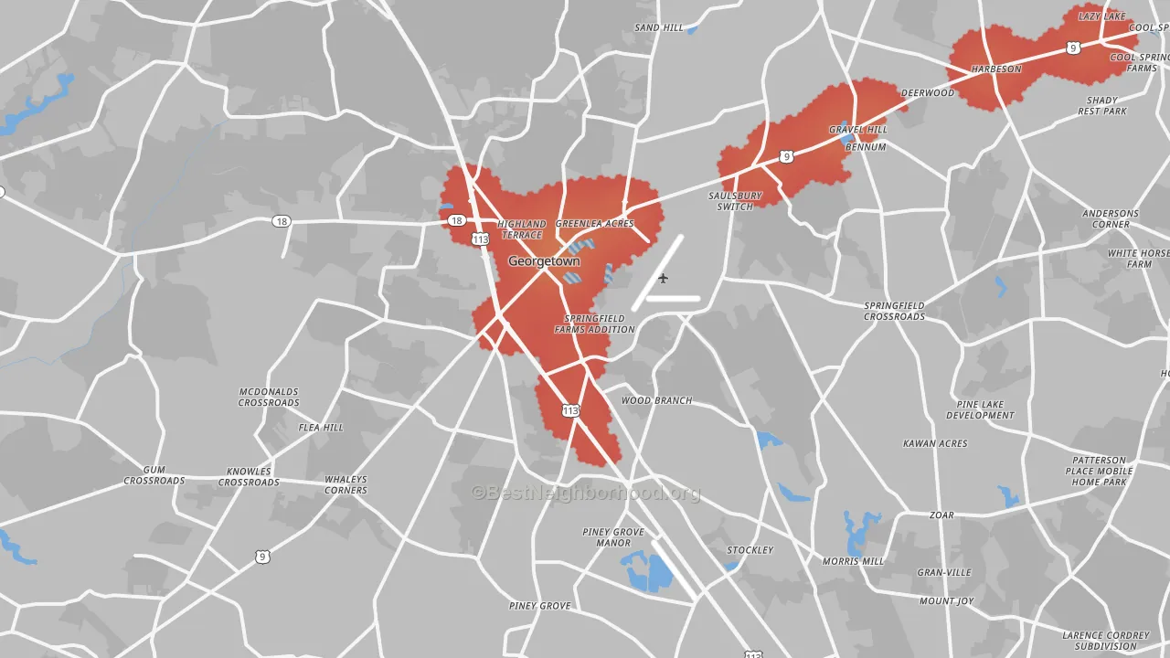 Transit Grade map of 19947, DE