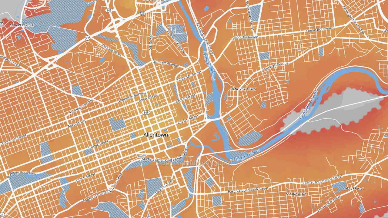 Transit Grade map of 1st Ward, Allentown, PA