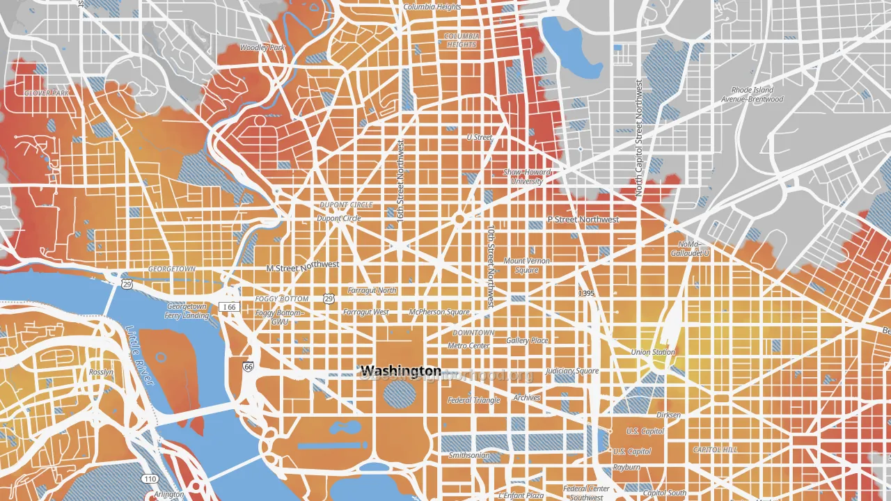 Transit Grade map of 20005, DC