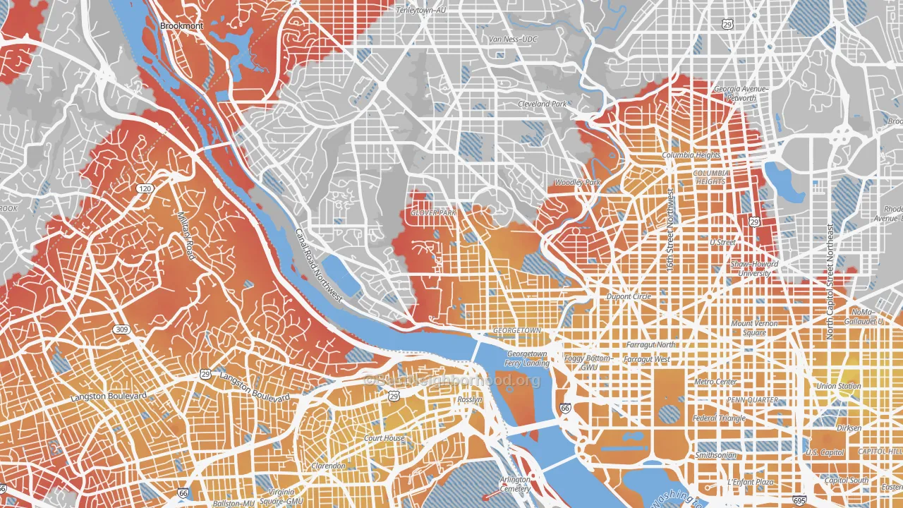 Transit Grade map of 20007, DC