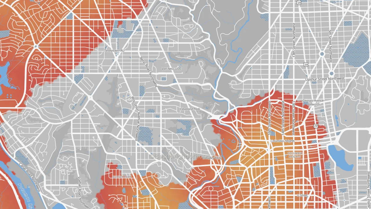 Transit Grade map of 20008, DC