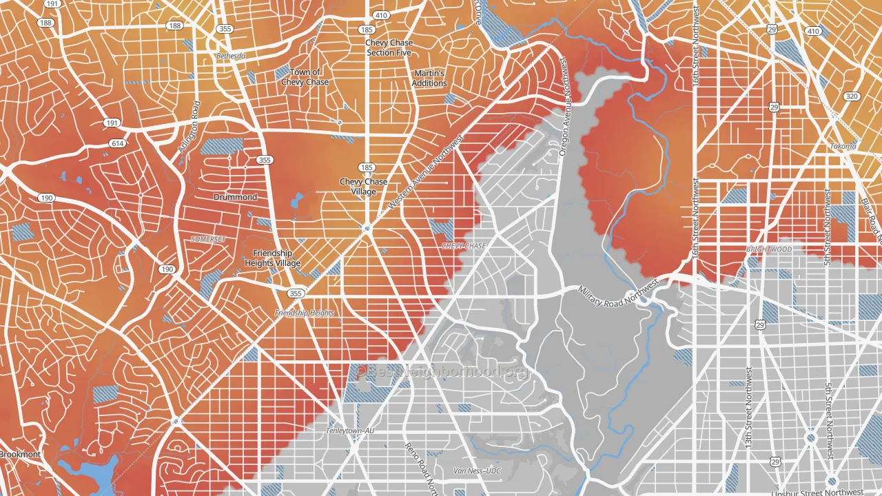 Transit Grade map of 20015, DC
