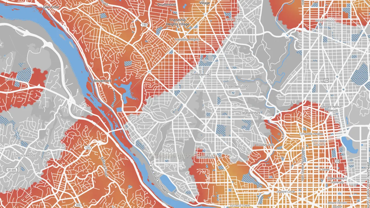 Transit Grade map of 20016, DC