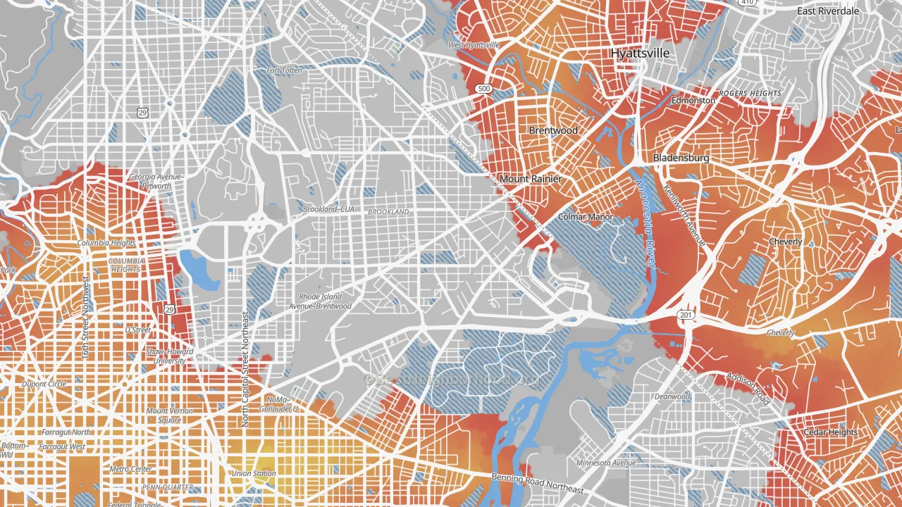 Transit Grade map of 20018, DC