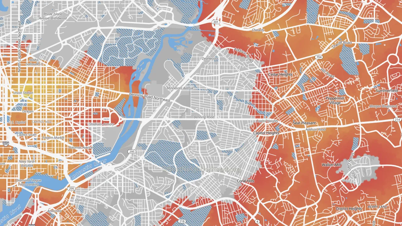 Transit Grade map of 20019, DC