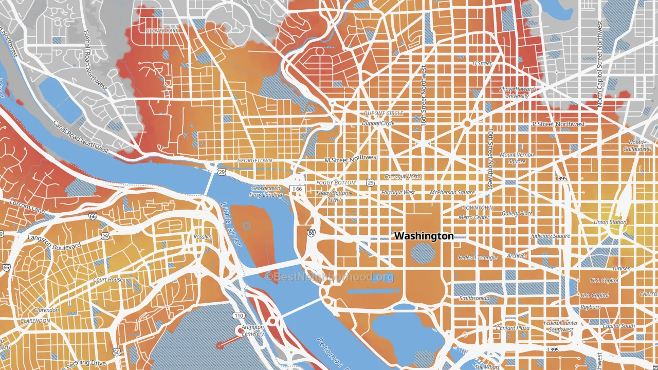 Transit Grade map of 20037, DC