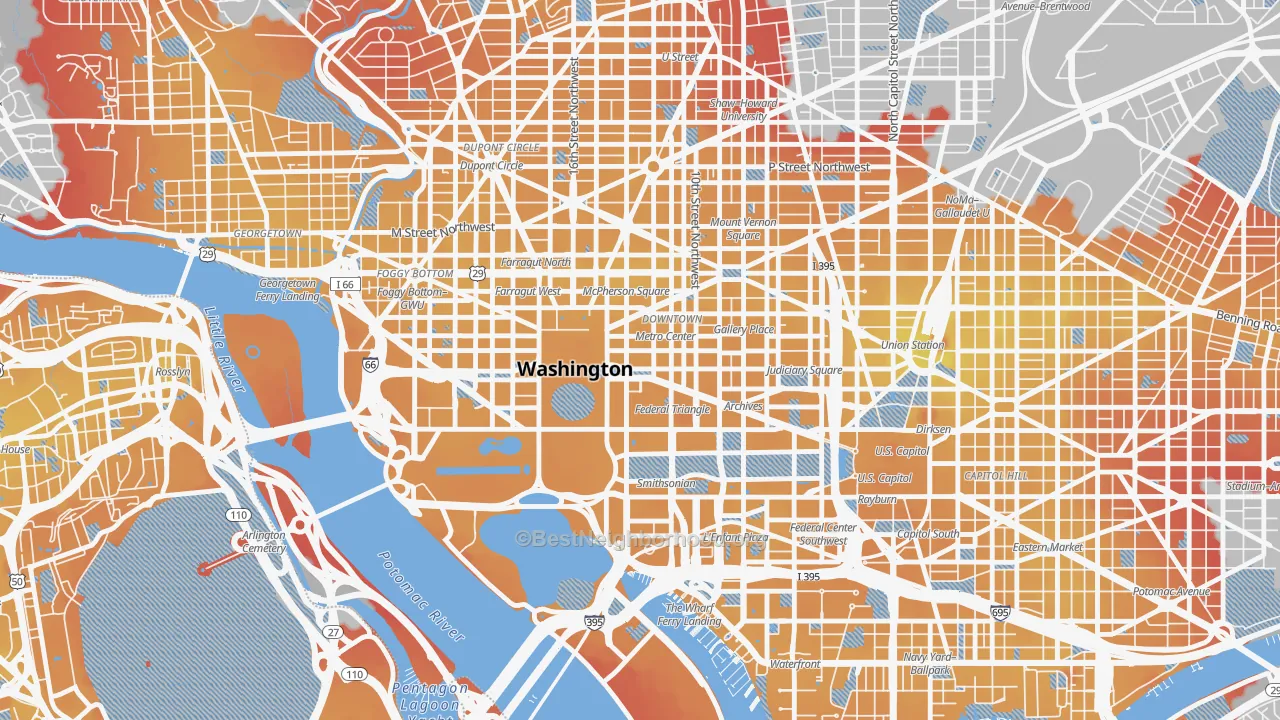 Transit Grade map of 20045, DC