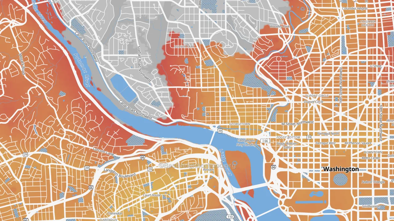 Transit Grade map of 20057, DC