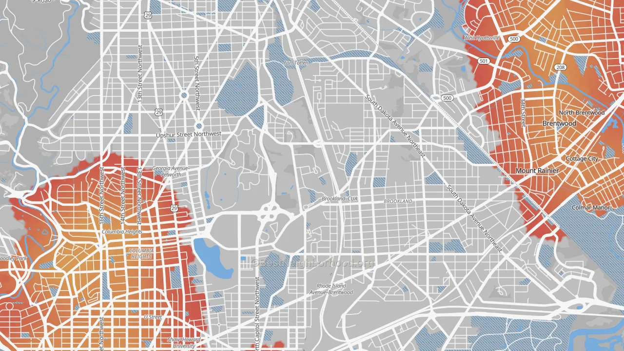 Transit Grade map of 20064, DC