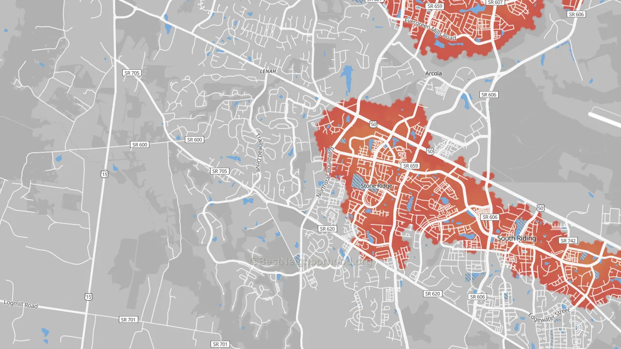 Transit Grade map of 20105, VA