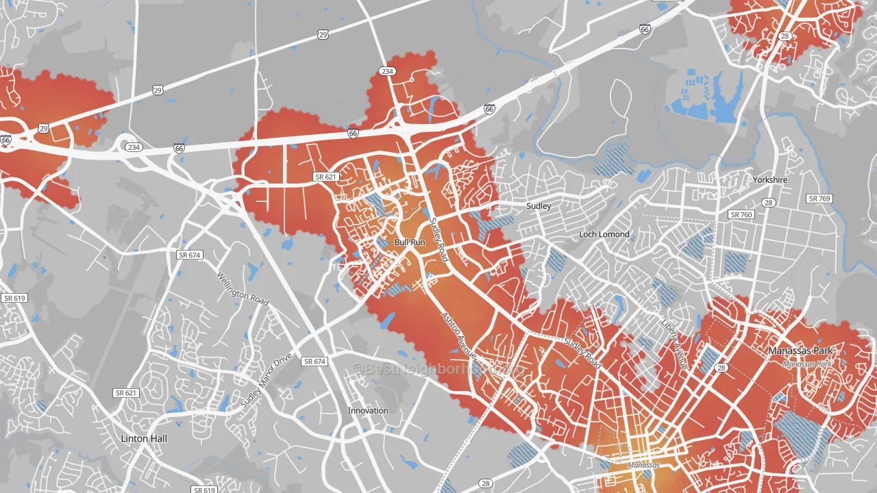 Transit Grade map of 20109, VA