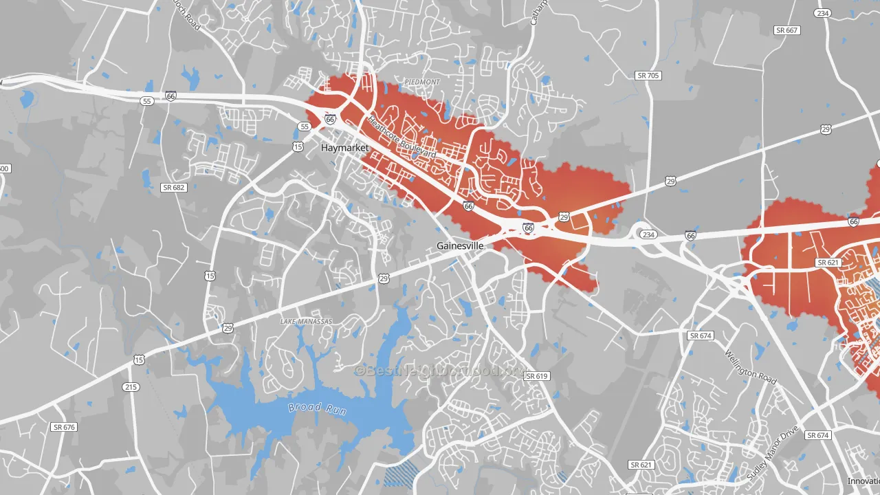 Transit Grade map of 20155, VA