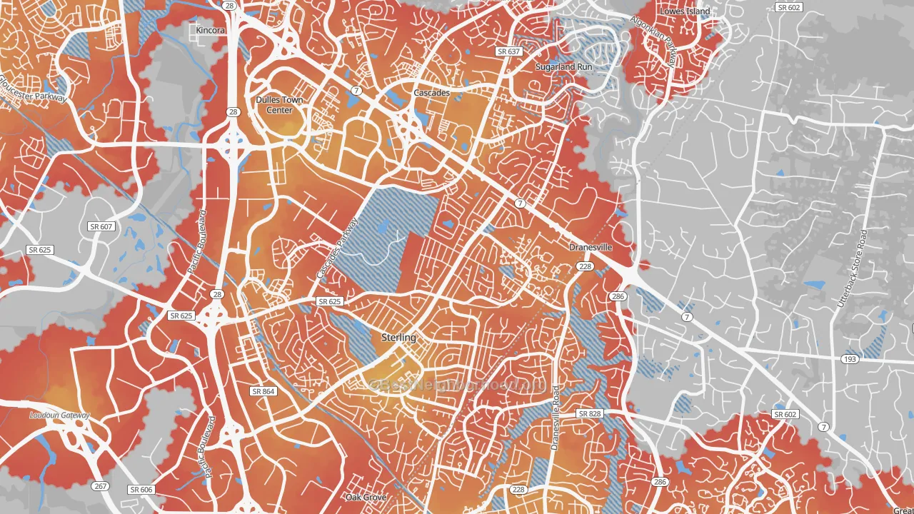Transit Grade map of 20164, VA