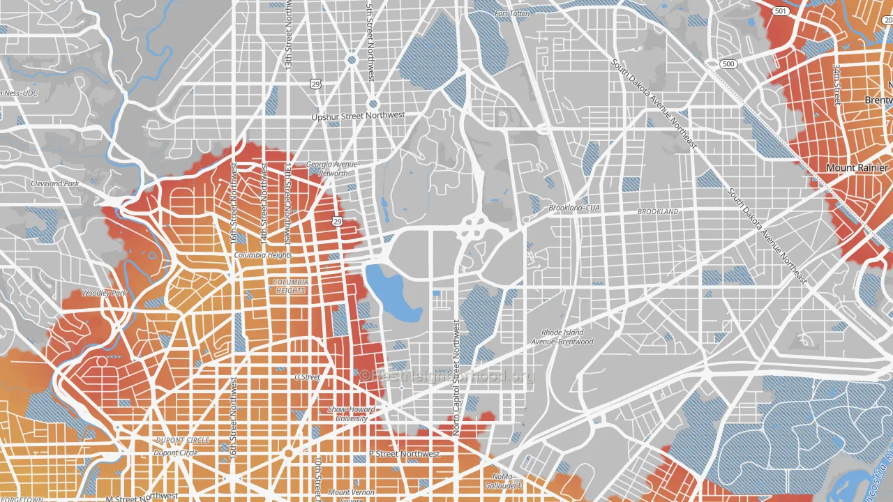 Transit Grade map of 20422, DC