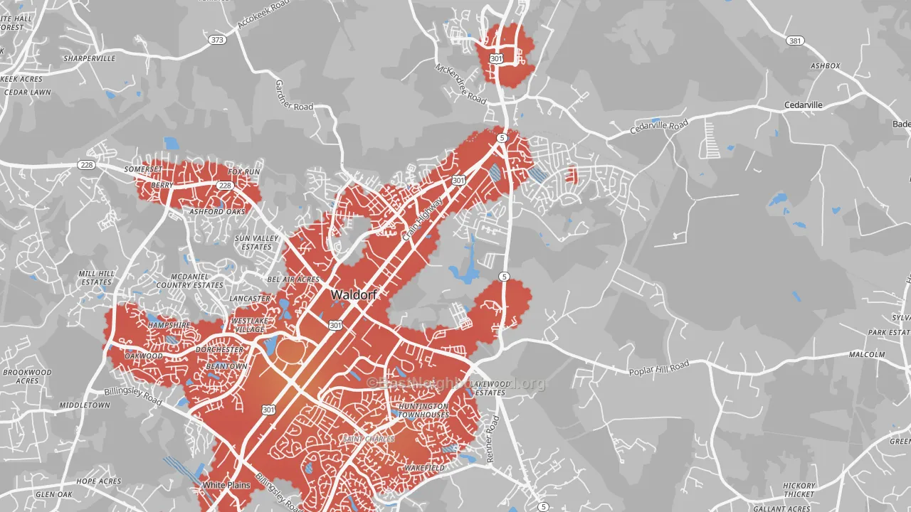 Transit Grade map of 20601, MD