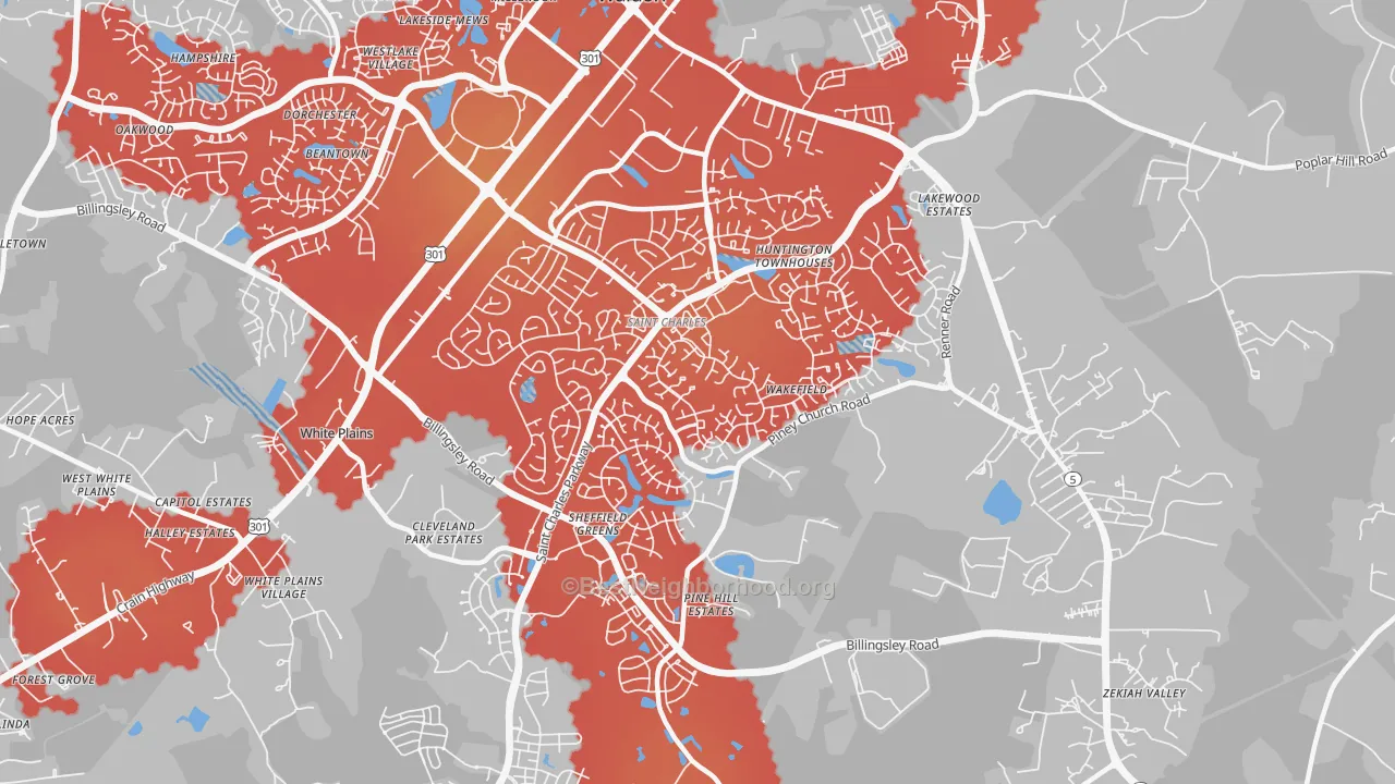 Transit Grade map of 20602, MD