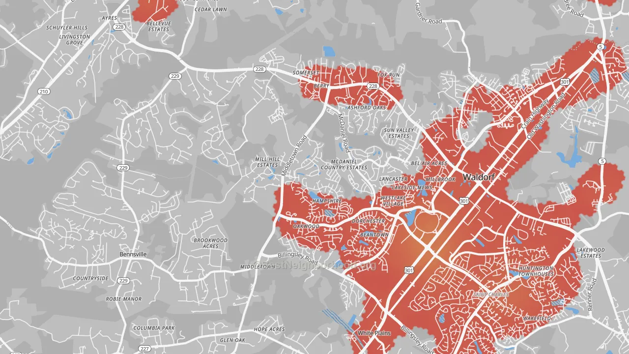 Transit Grade map of 20603, MD