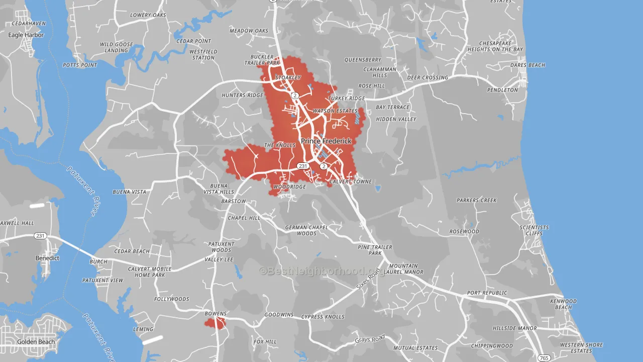 Transit Grade map of 20678, MD