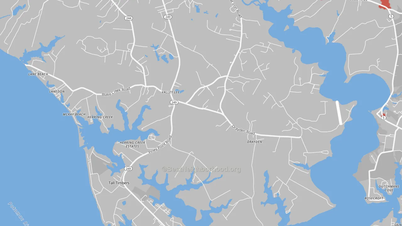 Transit Grade map of 20692, MD