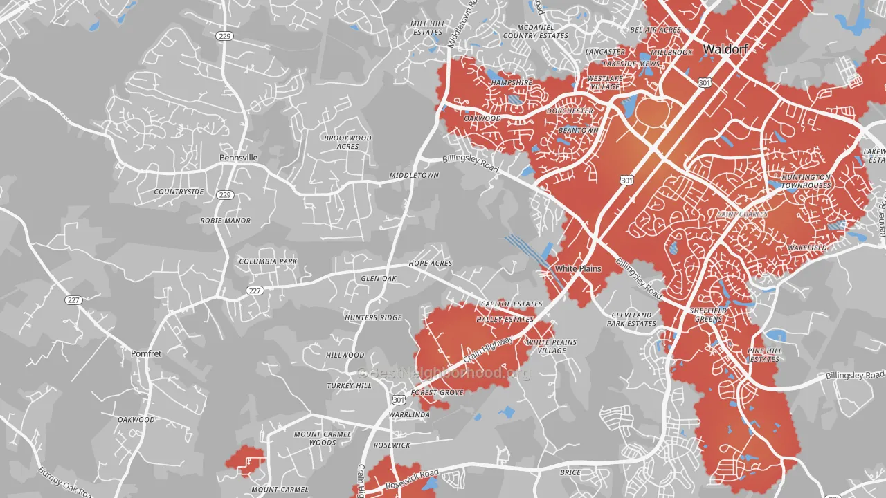 Transit Grade map of 20695, MD