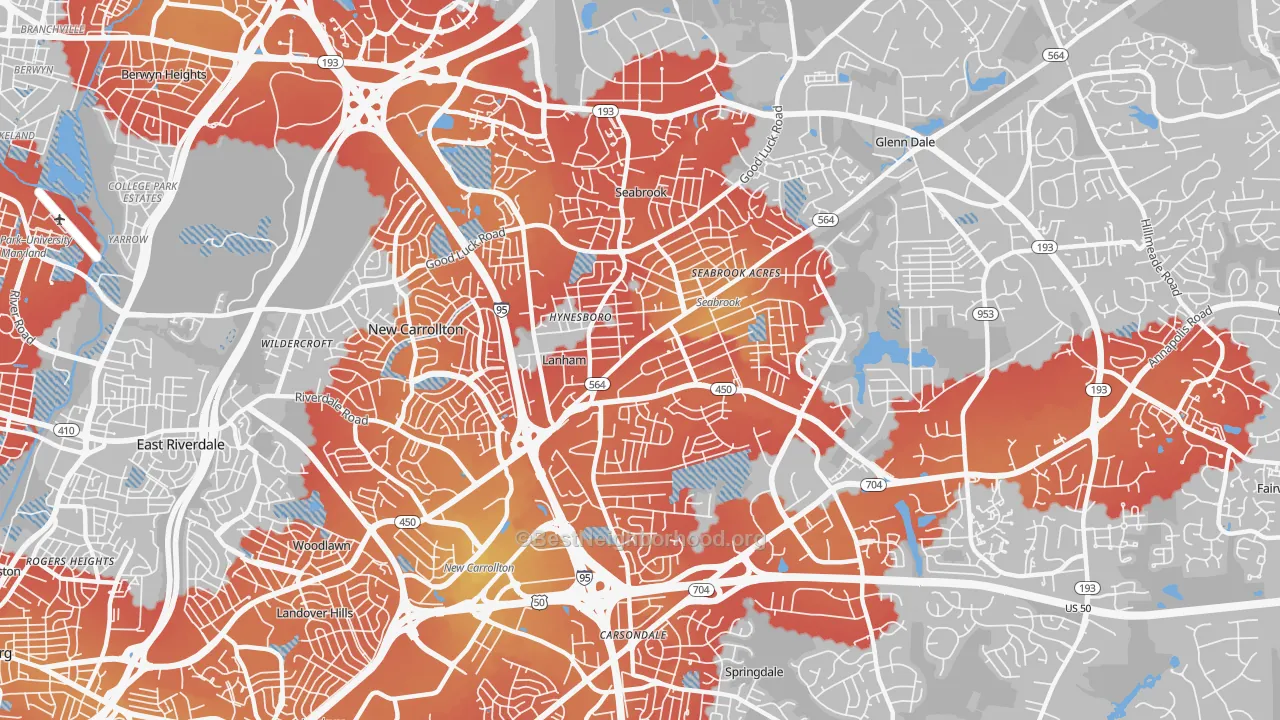 Transit Grade map of 20706, MD