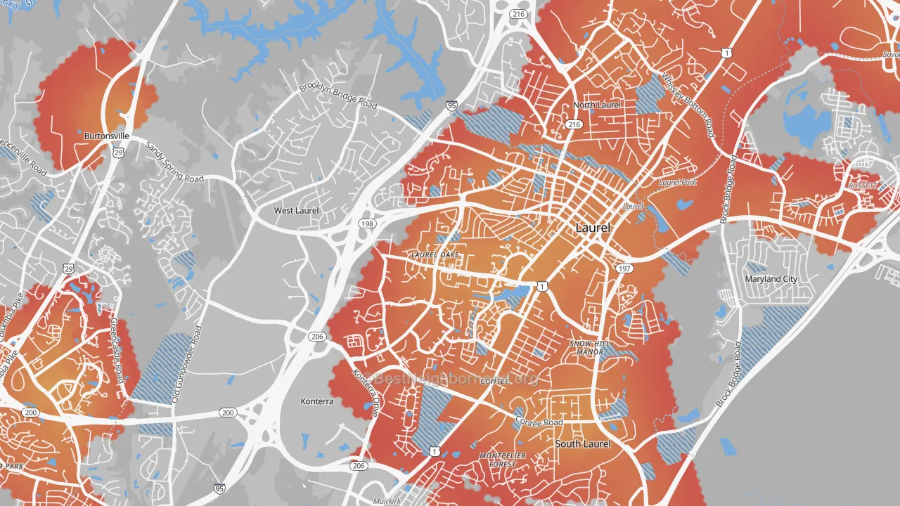 Transit Grade map of 20707, MD
