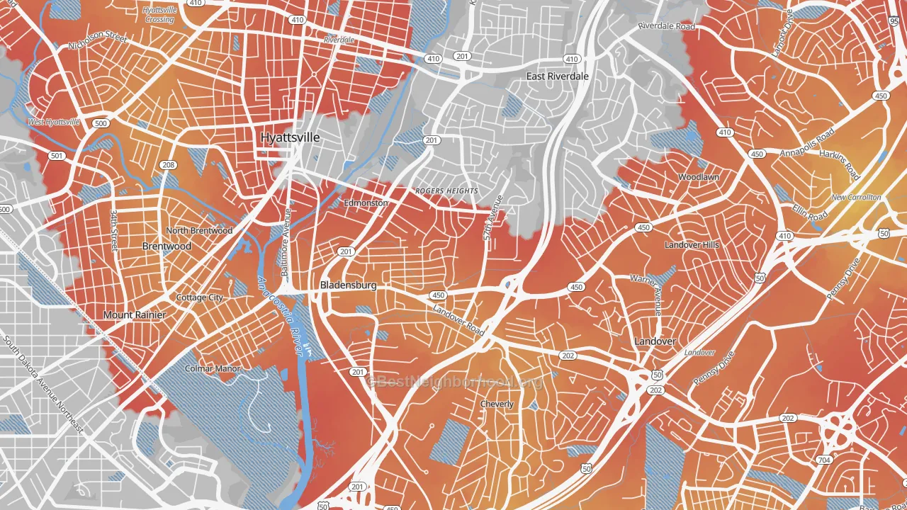 Transit Grade map of 20710, MD