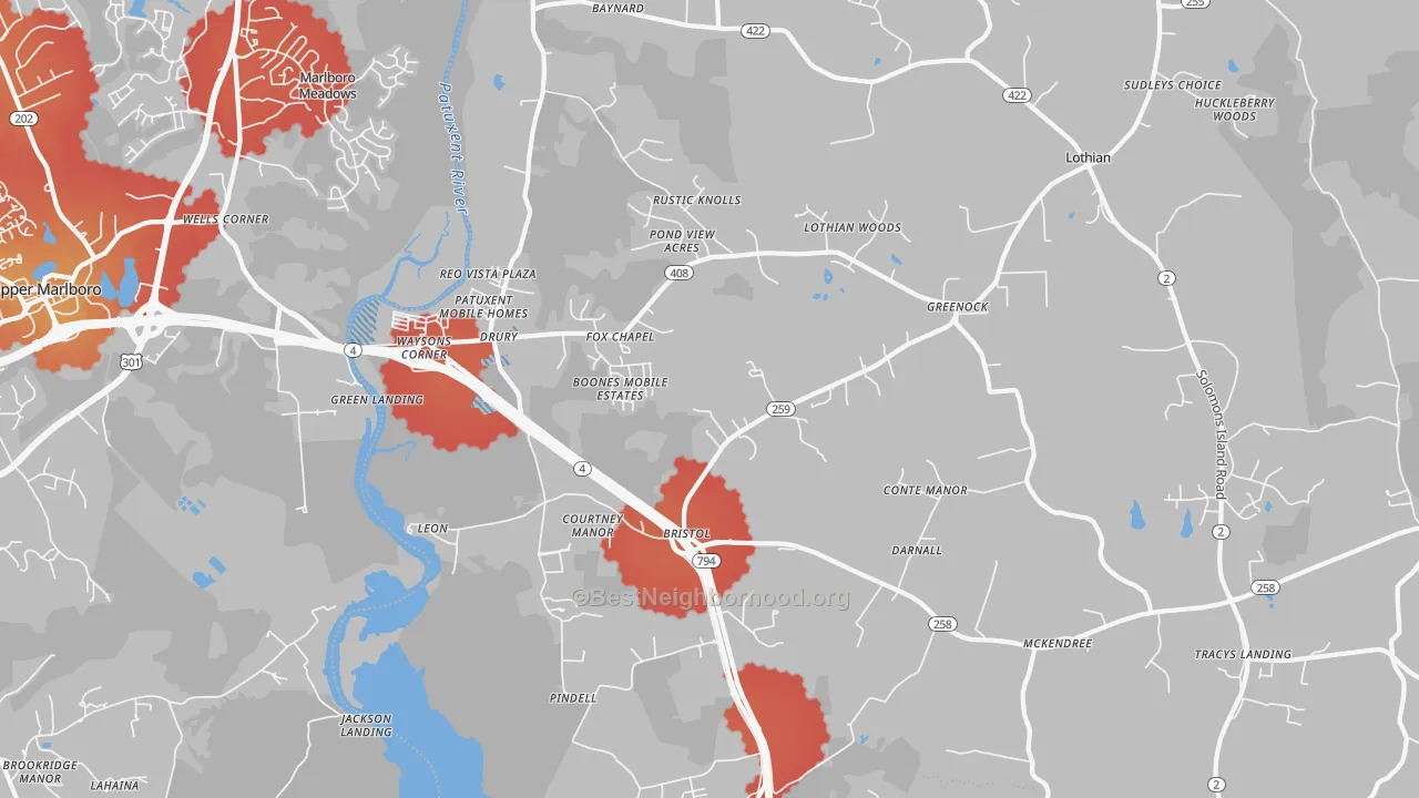 Transit Grade map of 20711, MD