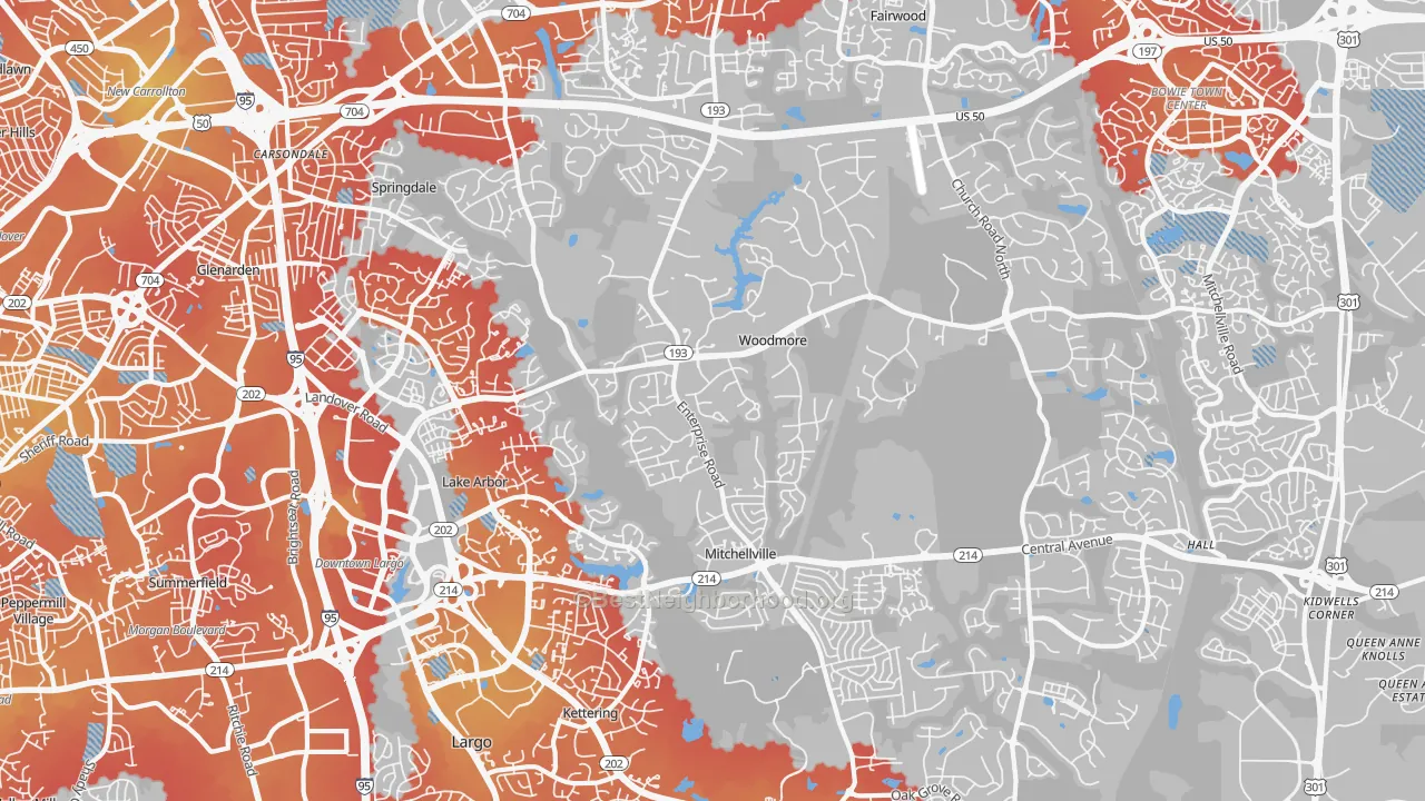 Transit Grade map of 20721, MD
