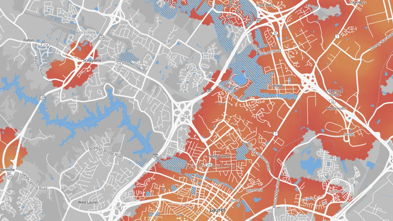Transit Grade map of 20723, MD