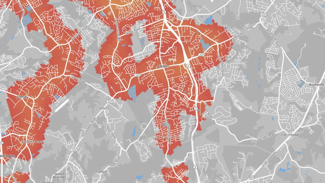 Transit Grade map of 20735, MD