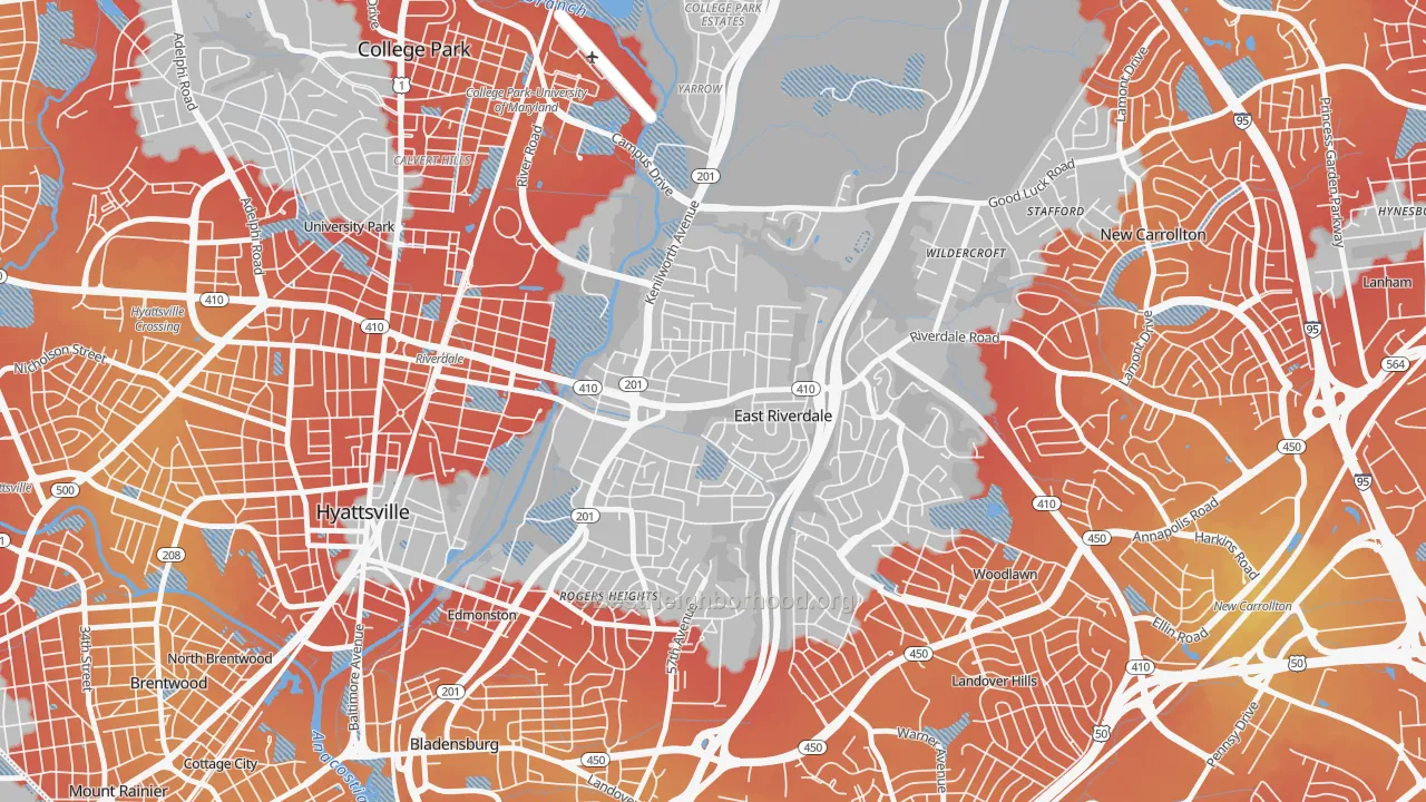 Transit Grade map of 20737, MD