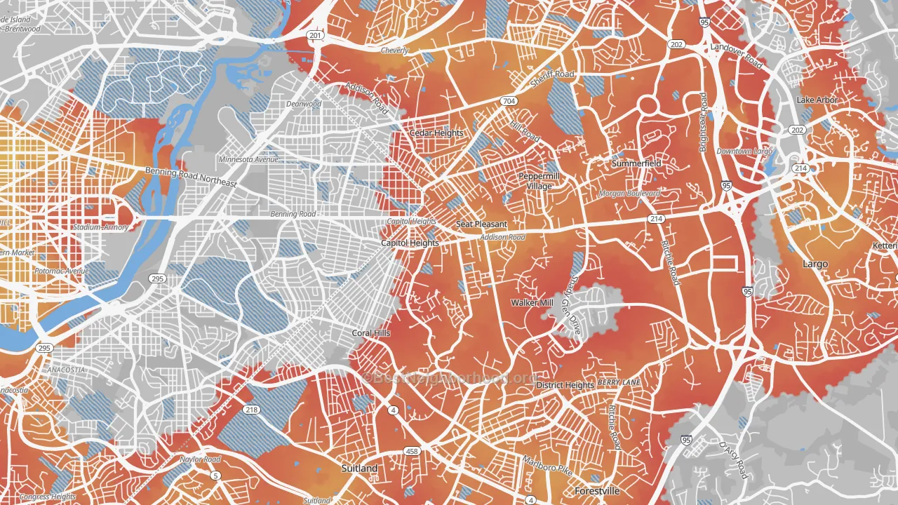 Transit Grade map of 20743, MD