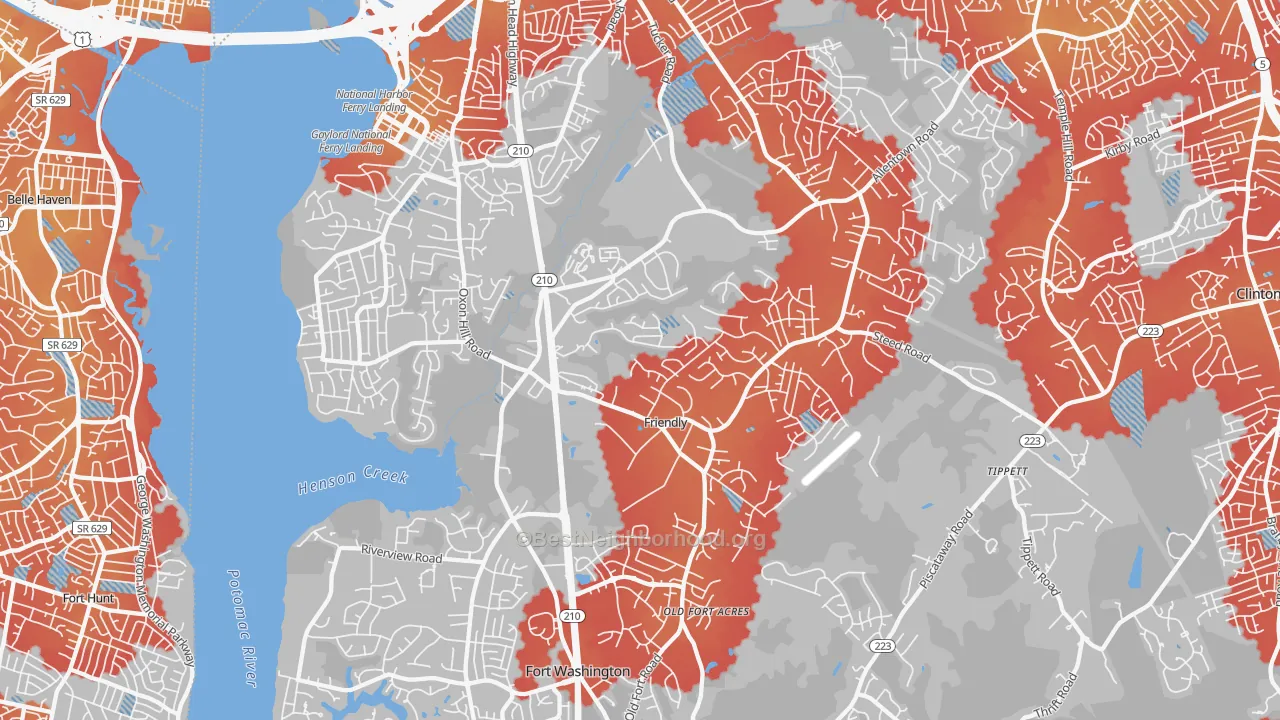 Transit Grade map of 20744, MD