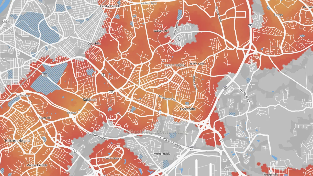 Transit Grade map of 20747, MD