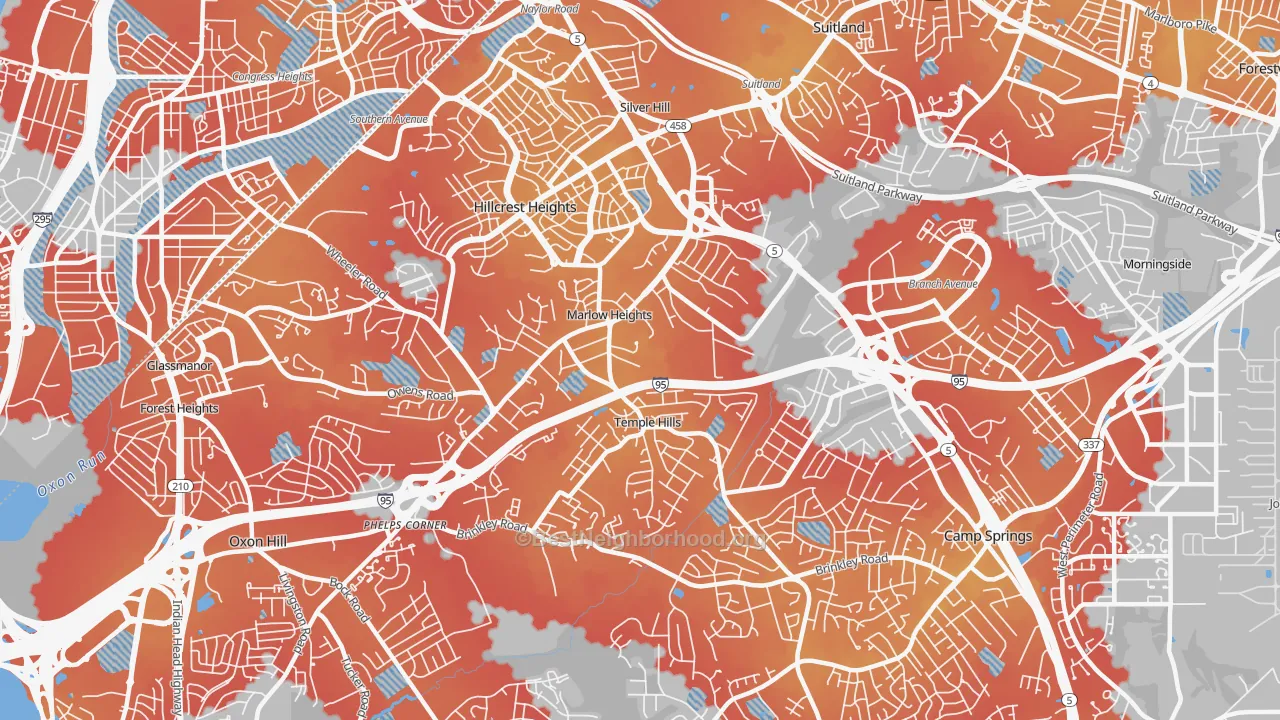 Transit Grade map of 20748, MD