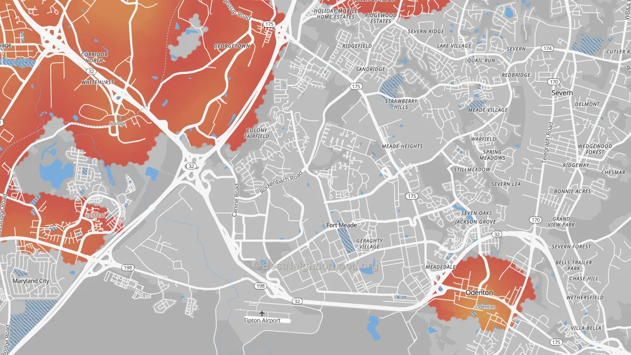 Transit Grade map of 20755, MD