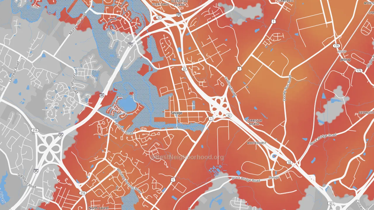 Transit Grade map of 20763, MD