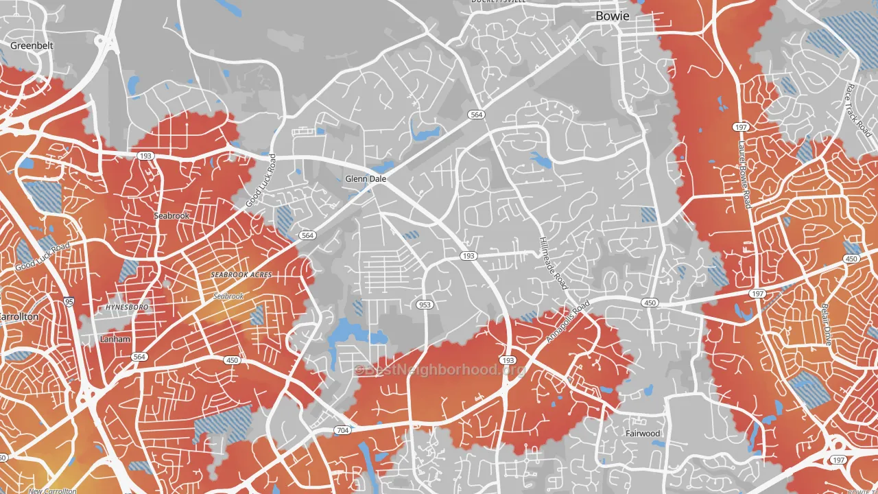 Transit Grade map of 20769, MD