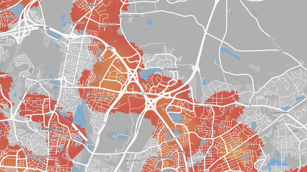 Transit Grade map of 20770, MD
