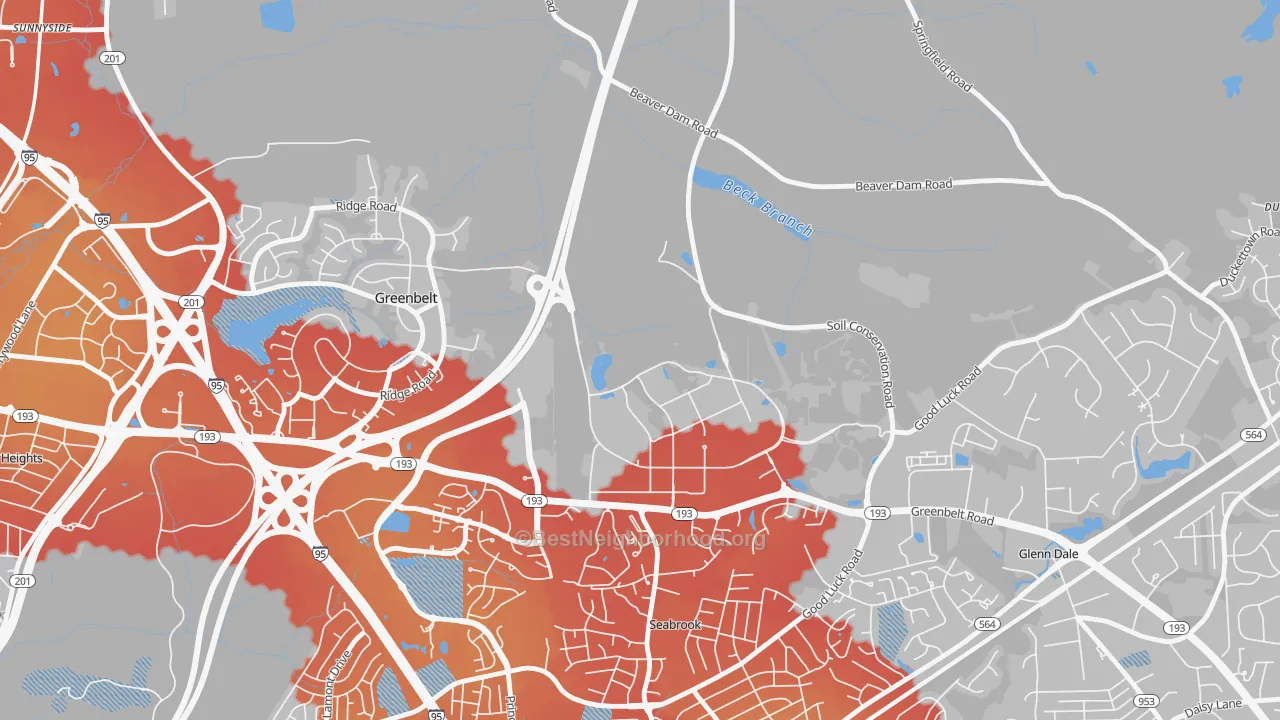 Transit Grade map of 20771, MD