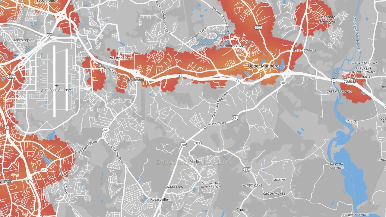 Transit Grade map of 20772, MD