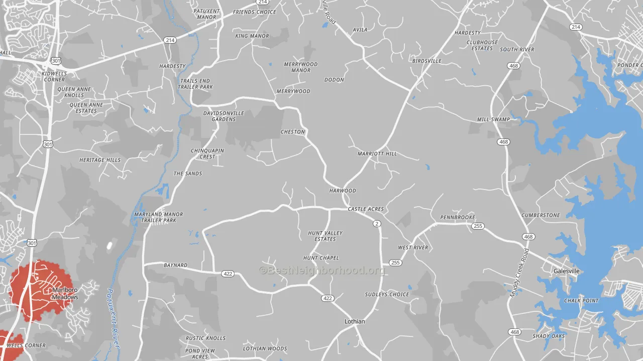 Transit Grade map of 20776, MD