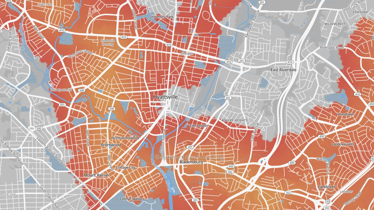 Transit Grade map of 20781, MD