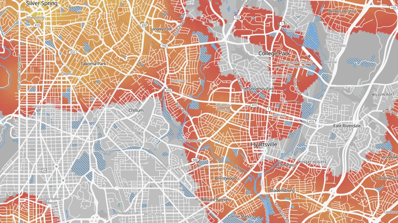 Transit Grade map of 20782, MD
